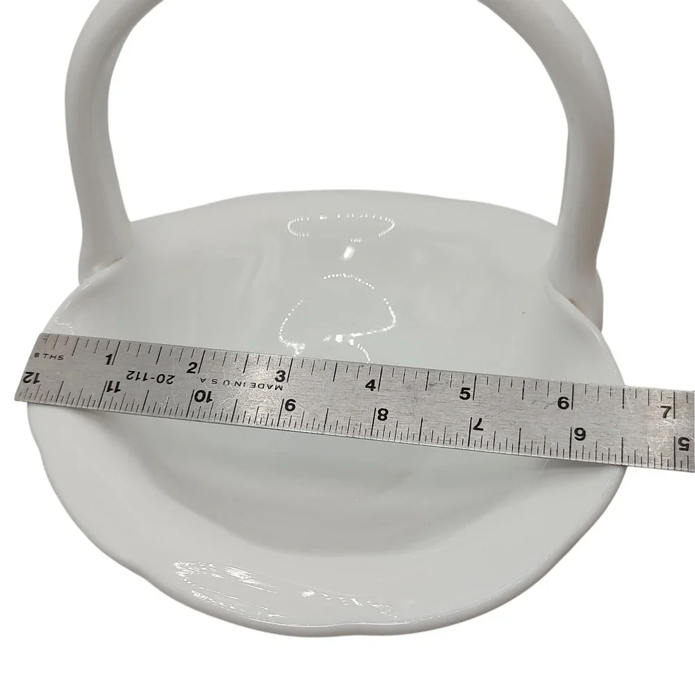 Vintage Milk Glass Basket With Handle Indiana Glass Constellation Pattern‎ SEE